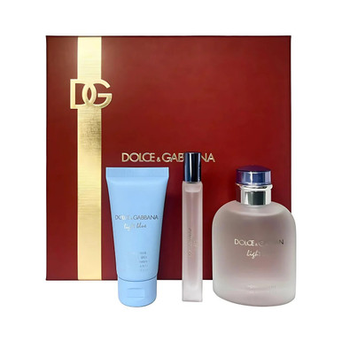 DOLCE & GABBANA LIGHT BLUE POUR HOMME 3 PCS SET: 4.2 EAU DE TOILETTE SPRAY + 0.33 EAU DE TOILETTE SPRAY + 1.7 SHOWER GEL