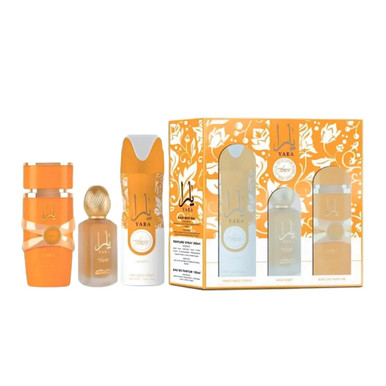 LATTAFA YARA TOUS 3 PCS SET FOR WOMEN: 3.4 EAU DE PARFUM SPRAY + 1.7 HAIR MIST + 6.7 PERFUMED BODY SPRAY