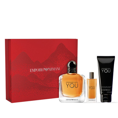 GIORGIO ARMANI EMPORIO STRONGER WITH YOU 3 PCS SET FOR MEN: 3.3 EAU DE TOILETTE SPRAY + 0.5 EAU DE TOILETTE SPRAY + 2.5 BODY SHAMPOO