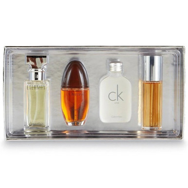 CALVIN KLEIN 4 PCS SET FOR WOMEN: ETERNITY 0.5 EAU DE PARFUM SPRAY + OBSESSION 0.5 EAU DE PARFUM SPRAY + CK ONE 0.5 EAU DE TOILETTE + ESCAPE 0.5 EAU DE PARFUM SPRAY