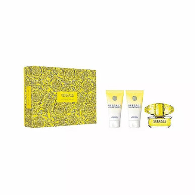 VERSACE YELLOW DIAMOND 3 PCS SET FOR WOMEN: 1.7 EAU DE TOILETTE SPRAY + 1.7 SHOWER GEL + 1.7 BODY LOTION.