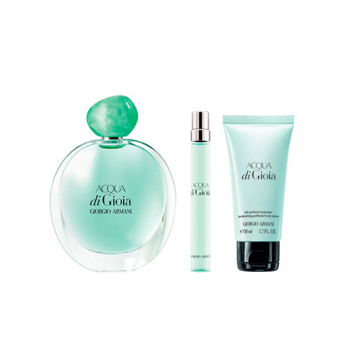 GIORGIO ARMANI ACQUA DI GIOIA 3 PCS SET FOR WOMEN: 3.4 EAU DE PARFUM SPRAY + 0.34 EAU DE PARFUM SPRAY + 1.6 BODY LOTION